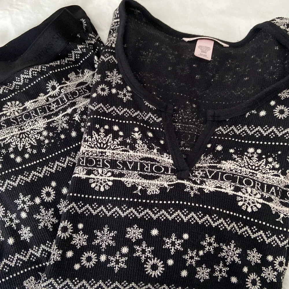 NIP Victoria’s Secret fair isle thermal long pajama set, small long - Picture 4 of 4